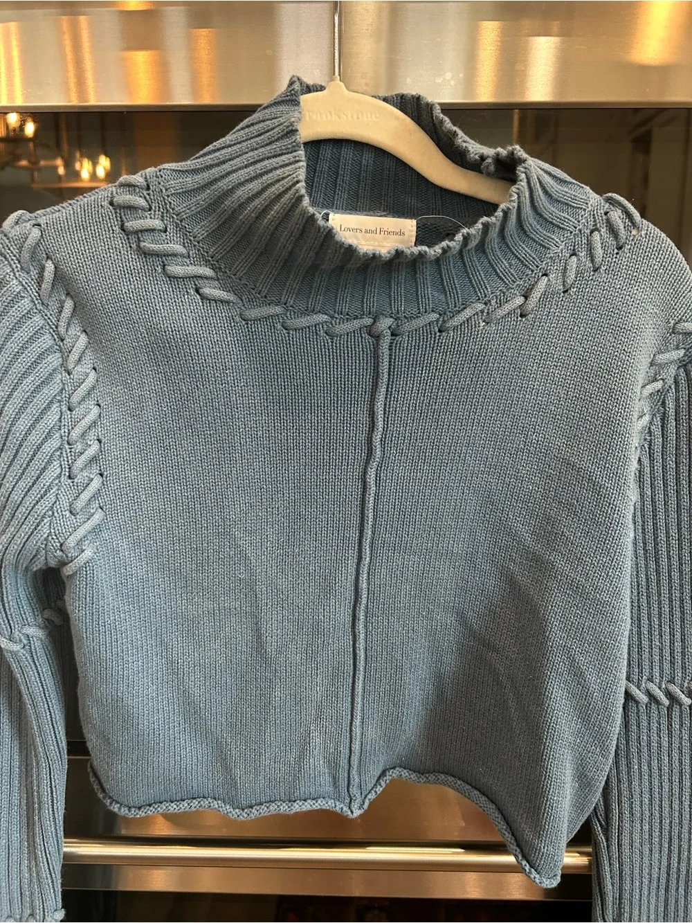 Lovers + Friends Cropped Cable-Trim Sweater size S has wear